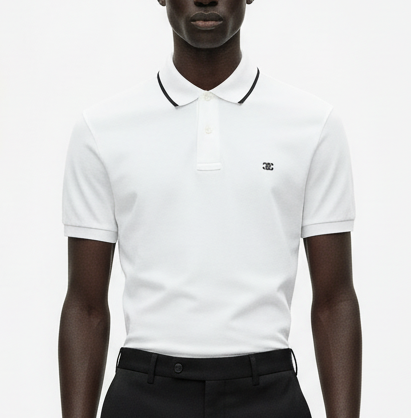 Fine Cotton Stretch Polo (White)